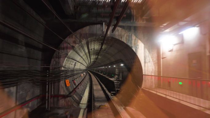 地铁隧道地铁穿梭延时第一视角穿越