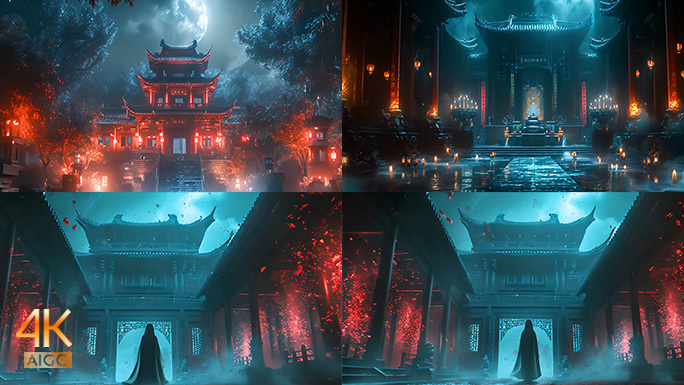 诡异幽暗的灵异中国古风场景 游戏电影空镜