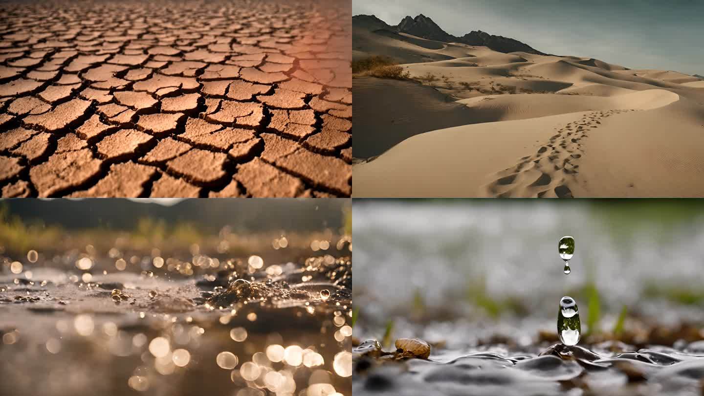 沙漠干涸的大地久旱甘雨