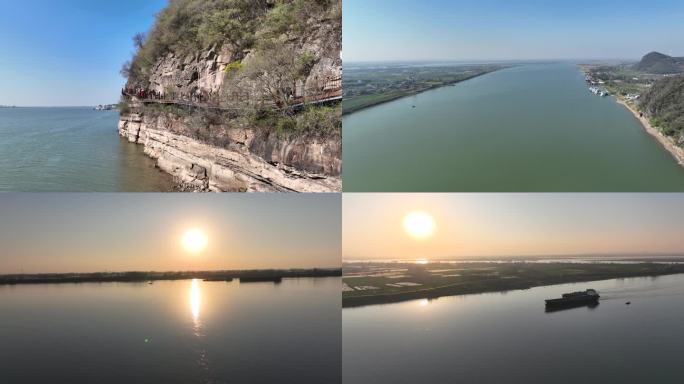 采石矶风景区栈道 长江风光带滨江生态湿地