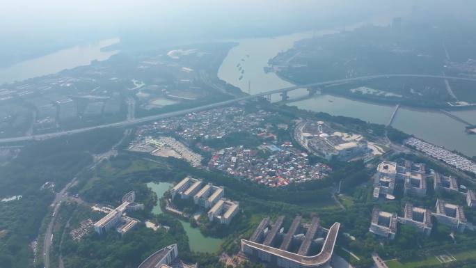 广州大学城航拍广州官洲番禺区广东城市风景