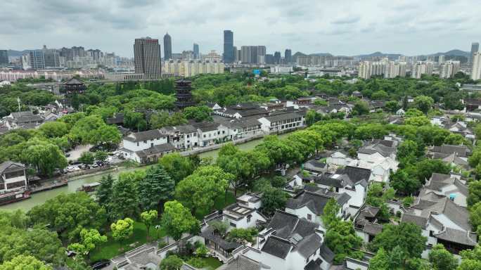 苏州姑苏枫桥寒山寺航拍