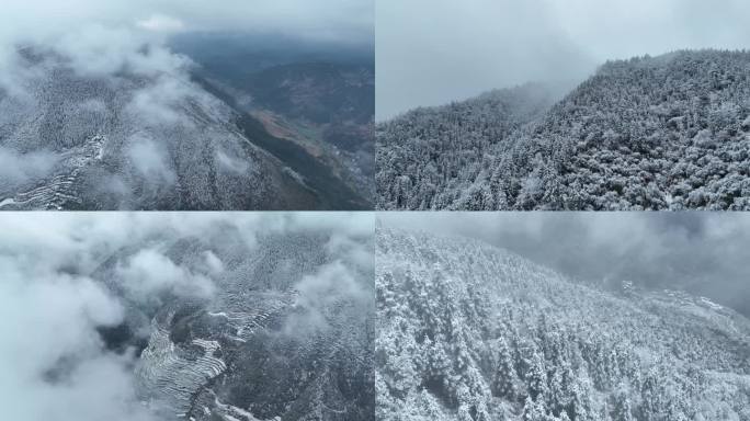 浙江衢州雪山 雪景 航拍