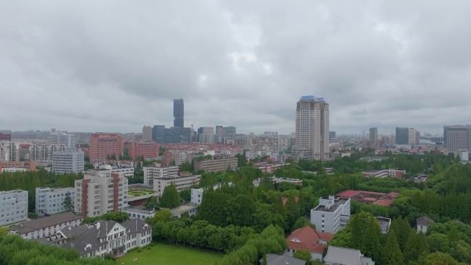 上海市复旦大学邯郸校区航拍校园风景风光素