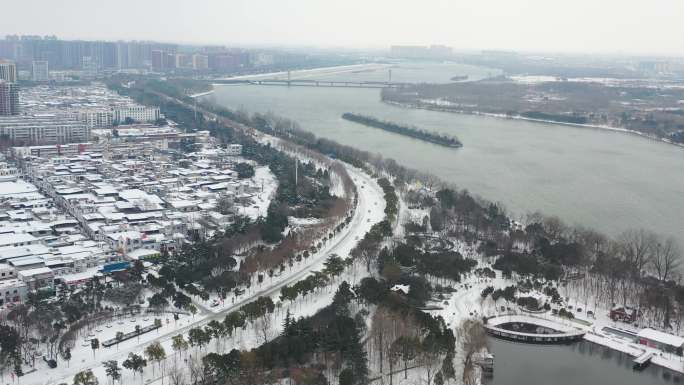 [航拍]南阳白河雪景