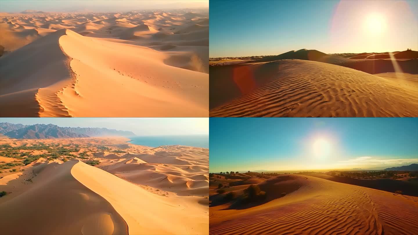 沙漠沙丘日出余晖航拍素材原创4