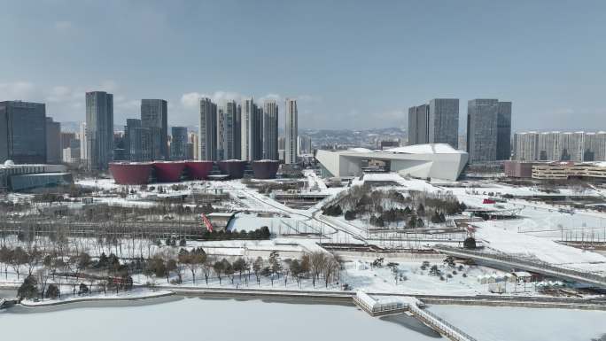 太原长风商务区 雪景