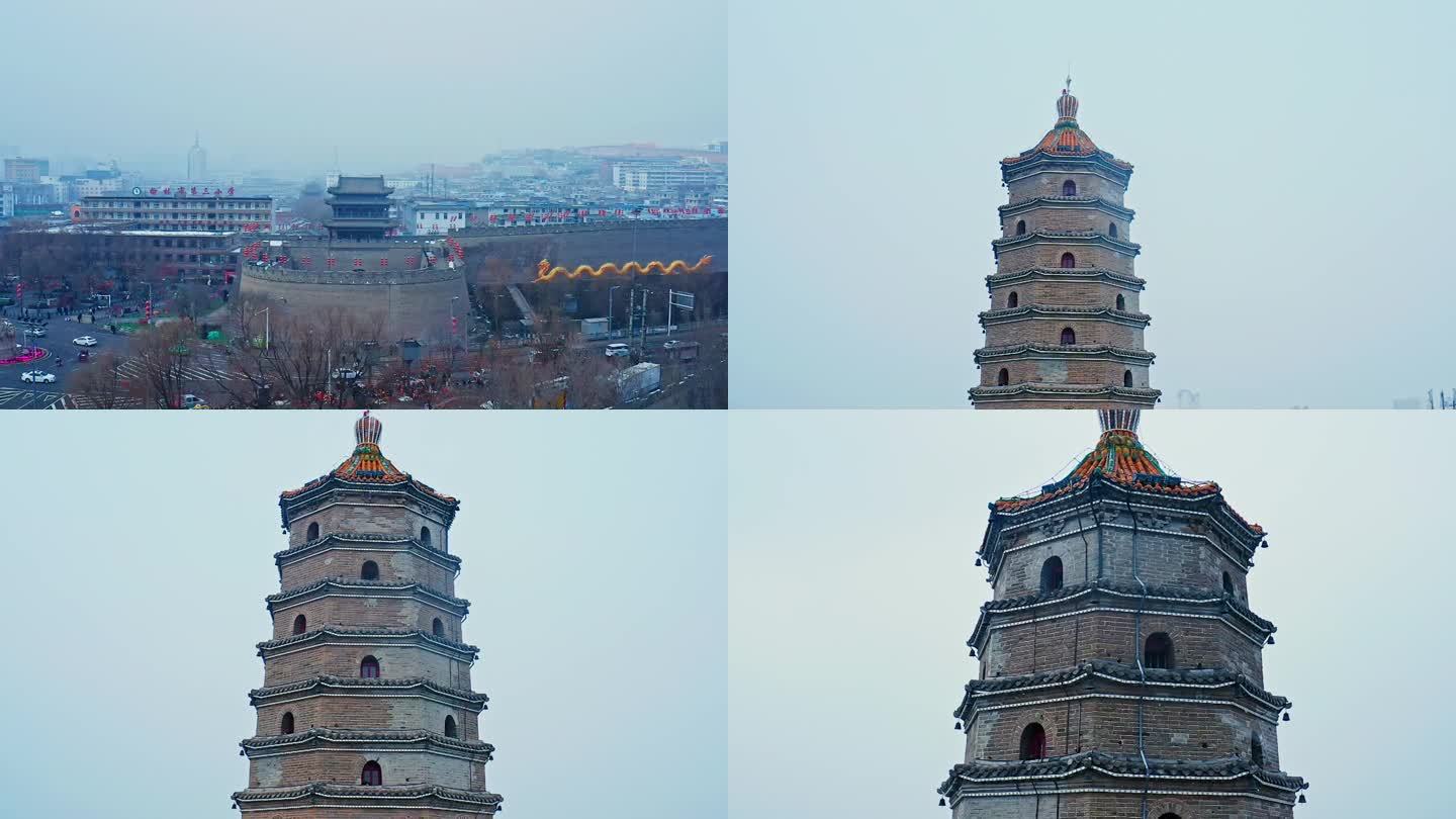 陕西省榆林市榆阳区南大街南门凌霄塔雪景3