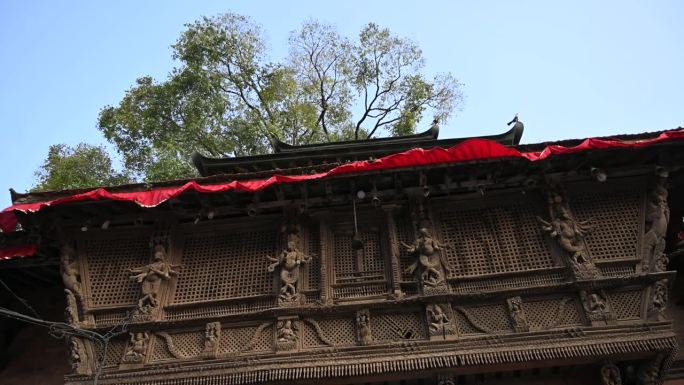 尼泊尔巴桑塔普尔加德满都杜巴广场印度教寺庙慢动作稳定器后世界遗产
