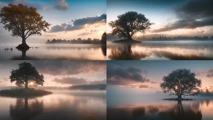 【4K】湖中一颗孤独的树