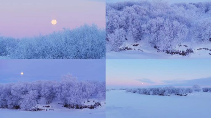 月光雾凇唯美雪景