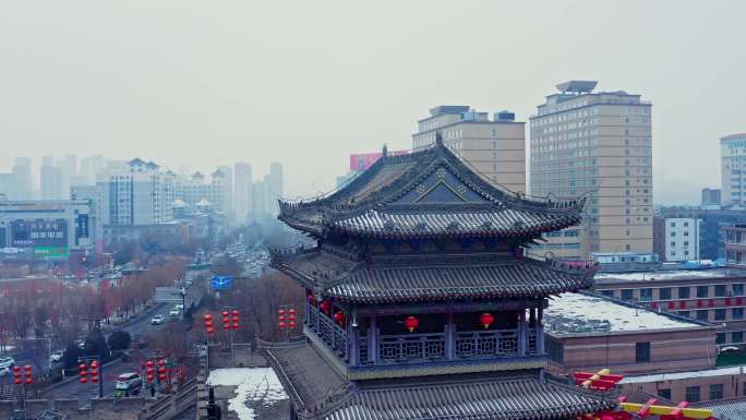 陕西省榆林市榆阳区南大街南门凌霄塔雪景6