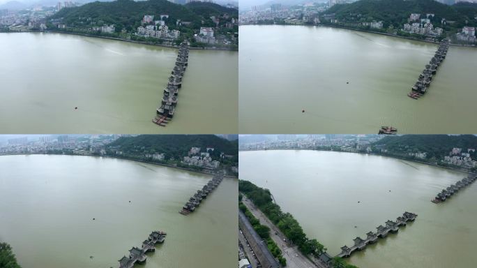 航拍中国广东潮州地标打卡地广济桥