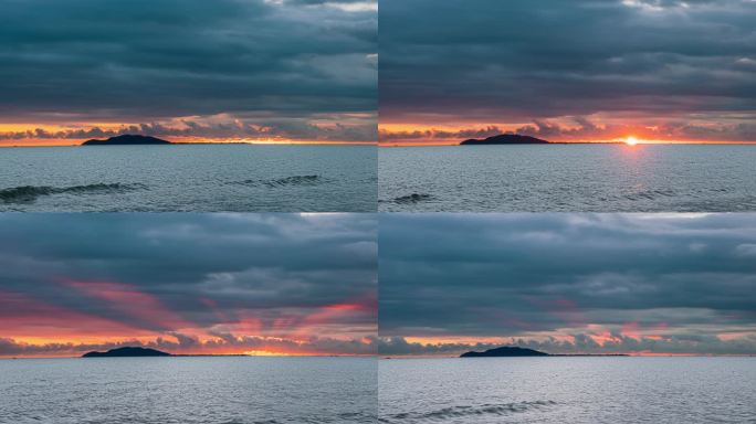 水面日出海面海上日出