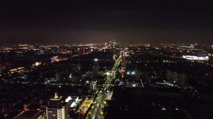 苏州狮山园区航拍夜景道路