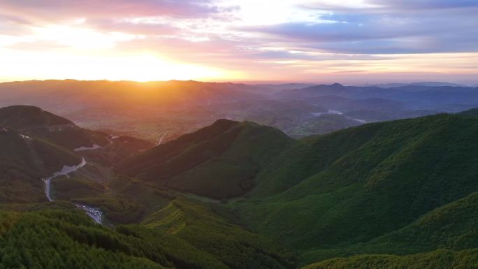 宁夏固原六盘山国家森林公园黄昏落日风光集