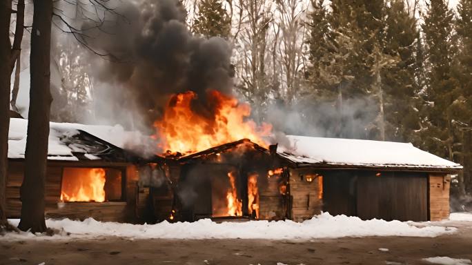 房屋着火失火消防素材