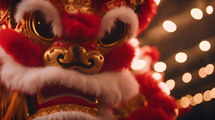 红色传统节日舞狮素材合集