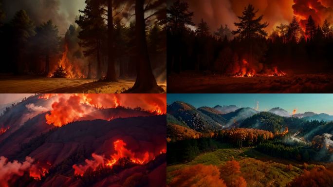 4k山火森林火灾消防宣传 自然灾害