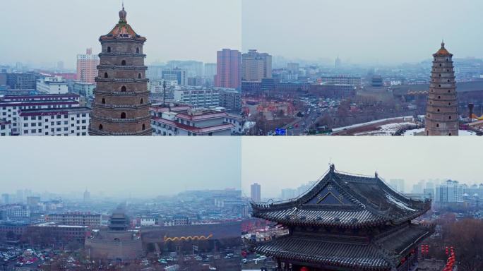 陕西省榆林市榆阳区南大街南门凌霄塔雪景1