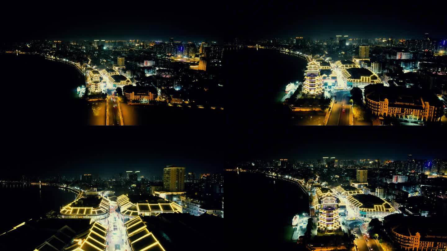 广东惠州水东街夜景航拍