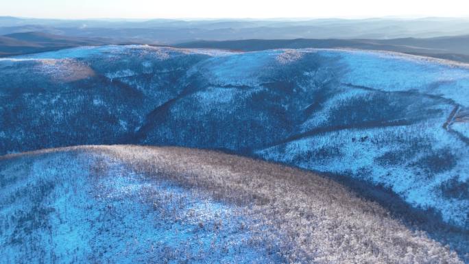 大兴安岭冬季雪色山林风景