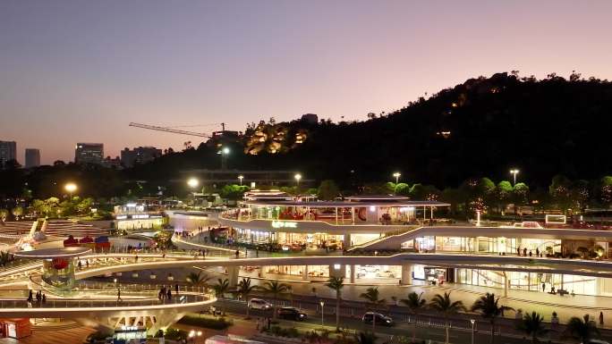 珠海城市阳台夜景航拍