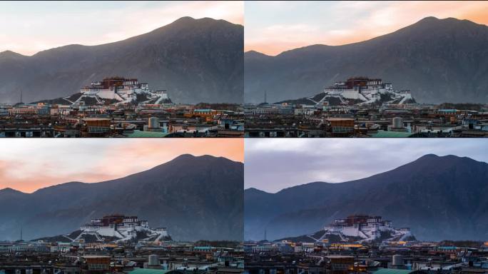 8K 西藏布达拉宫高地日落延时摄影