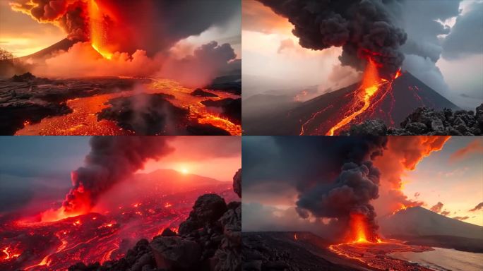 末日活火山爆发喷发自然灾害素材原创动画富