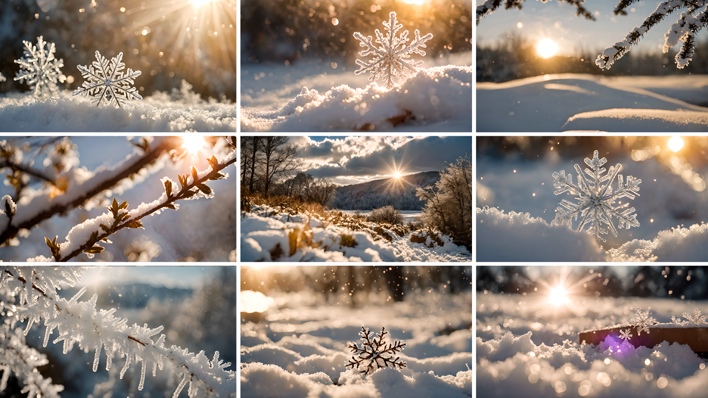 冬天唯美雪景 雪花飘落