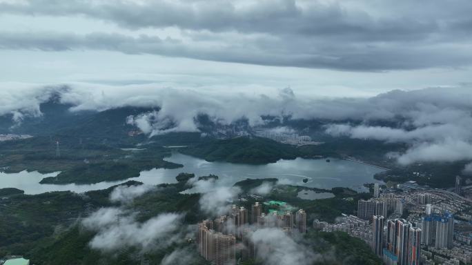 深圳水库梧桐山云海航拍