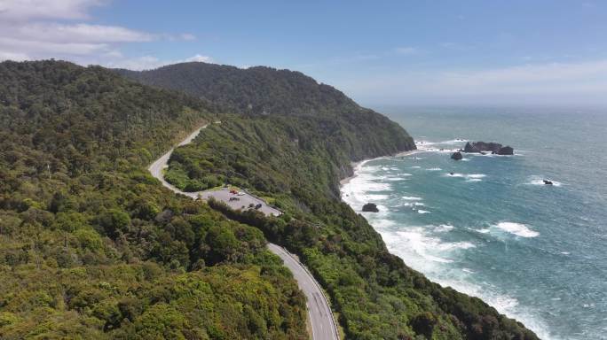 4K航拍新西兰霍基蒂卡海岸公路