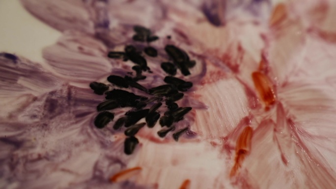 花朵牡丹陶瓷绘画艺术旋转运镜
