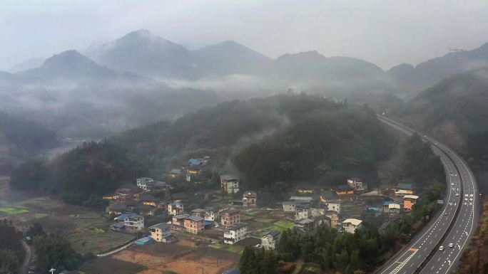 南方山区仙境高速公路山村合集