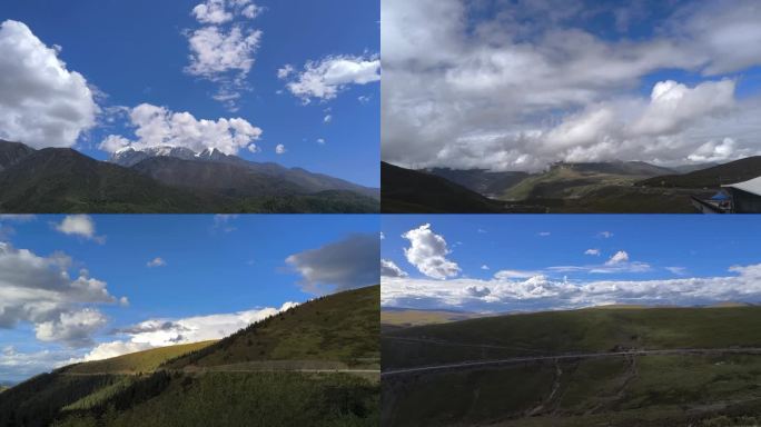 川藏线318的山川蓝天云海车流等多段视频