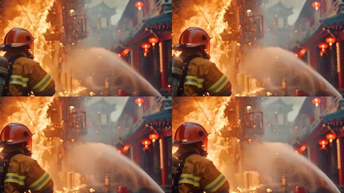 火灾消防员救火救援