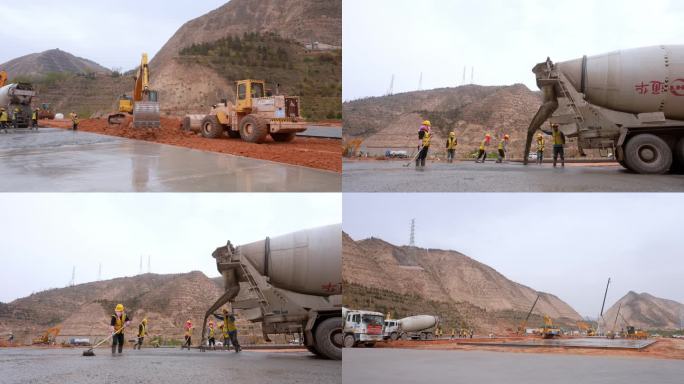 混泥土浇灌 建筑工人建筑施工