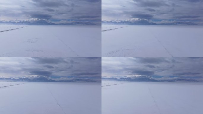 冬季新疆天山阿勒泰安集海雪山公路雪原云朵