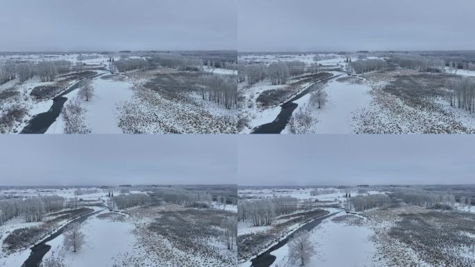 惊蛰时节的大兴安岭扎敦河湿地雪景