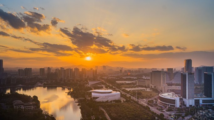 萍乡玉湖日落延时