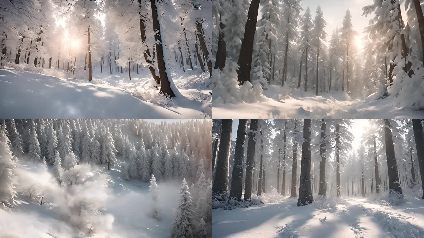 【4K】冬天森林雪景