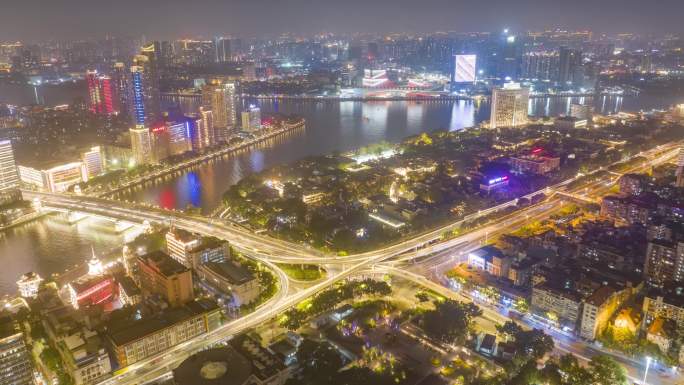 广州荔湾白鹅潭夜景延时_10