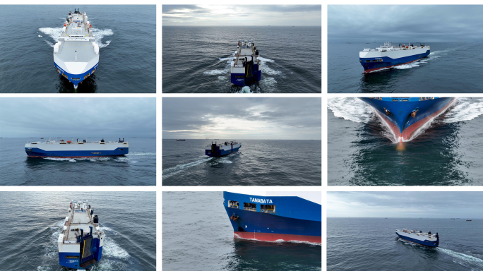 【4K】滚装船 汽车运输船 轮船海上航行
