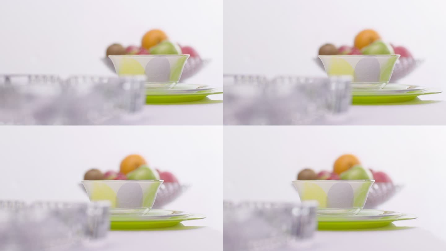 自助餐宴会彩色玻璃碗盘水果蛋糕移动大景