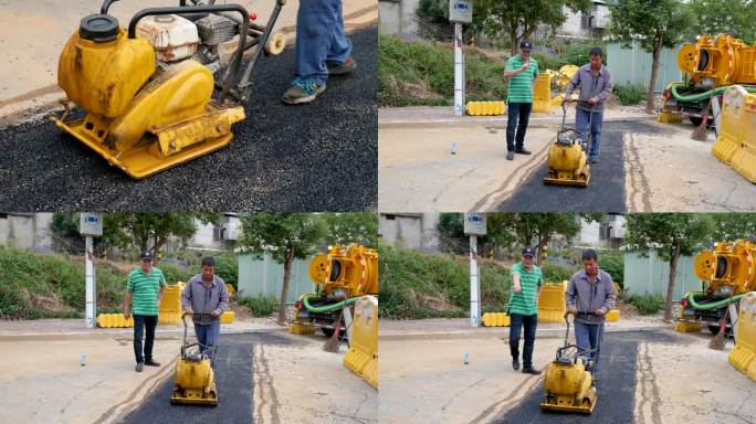 柏油路修路施工过程