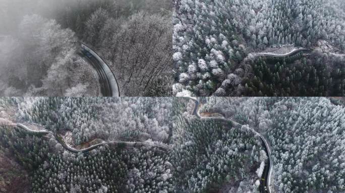 雪山开车看风景雪地驾驶雪后美景