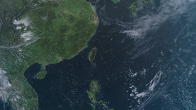 台湾地图，通过一个4K照片真实动画地球仪从太空放大，包括亚洲，非洲和欧亚大陆的全景。史诗旋转世界动画
