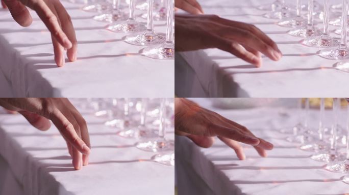 唯美浪漫男人手指特写玻璃杯光影弹钢琴升格