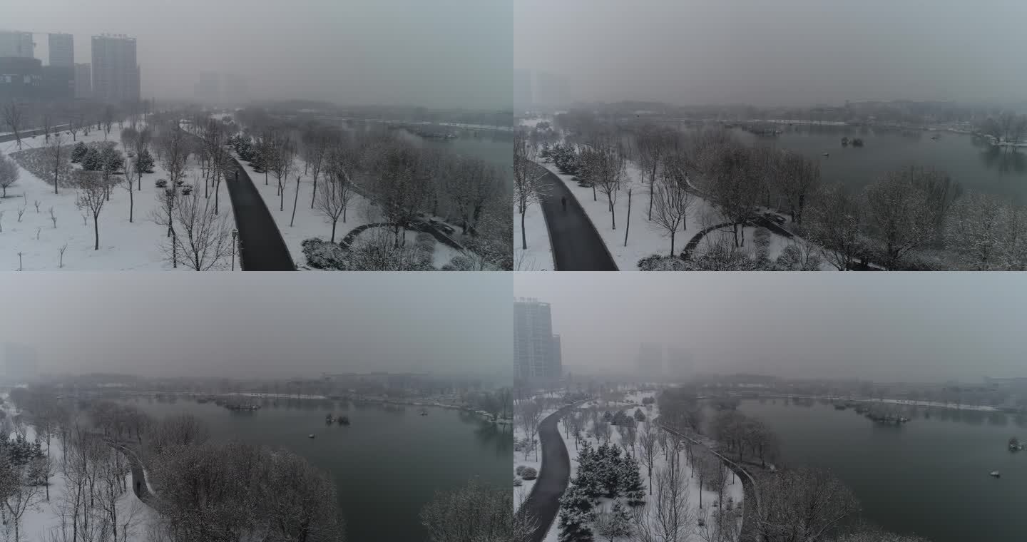 汶河雪景航拍