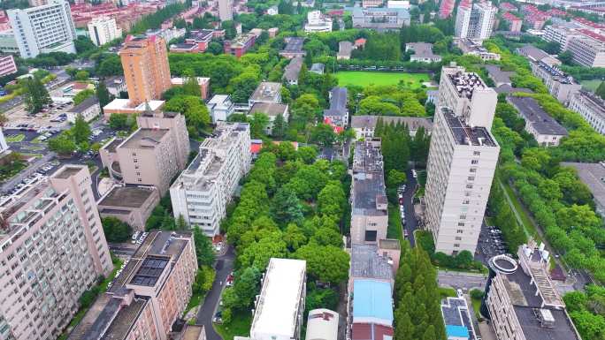 上海市华东理工大学徐汇校区航拍校园风景风